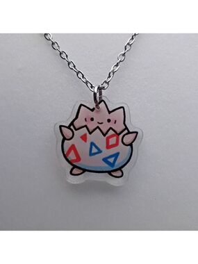 2/$10 Pokemon Togepi Acrylic Charm Stainless Steel Necklace